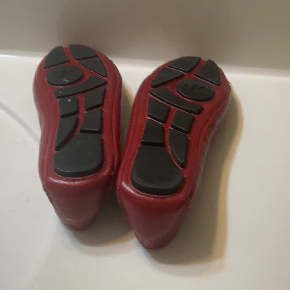 Michael Kors Red Leather Flats with Silver Logo - Picture 7 of 9